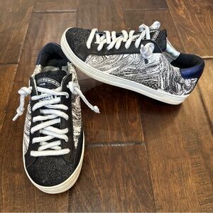 P448 John Sneaker Glitter Marble Black White Navy size 37 Preppy Luxury